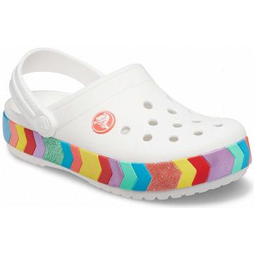 Zuecos Crocs Crocband™ Chevron Beaded Niña Blancos | Mexico 1494SGLO